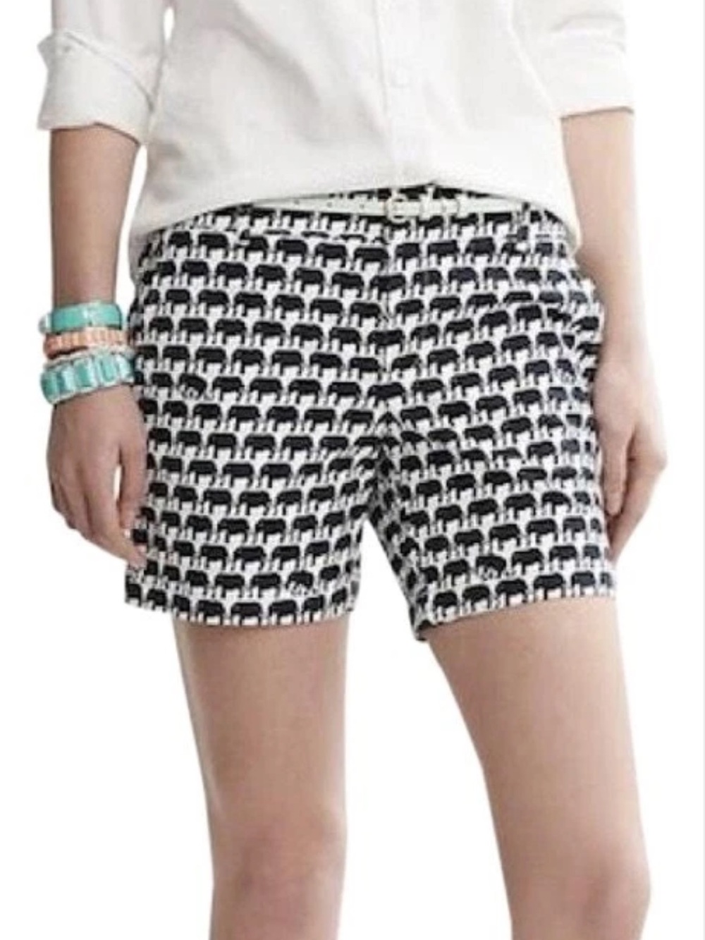 Banana Republic Black and White Elephant Print Shorts